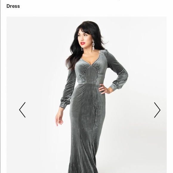 Voodoo Vixen Charcoal Grey 1930s Maxi Dress - Picture 3 of 4